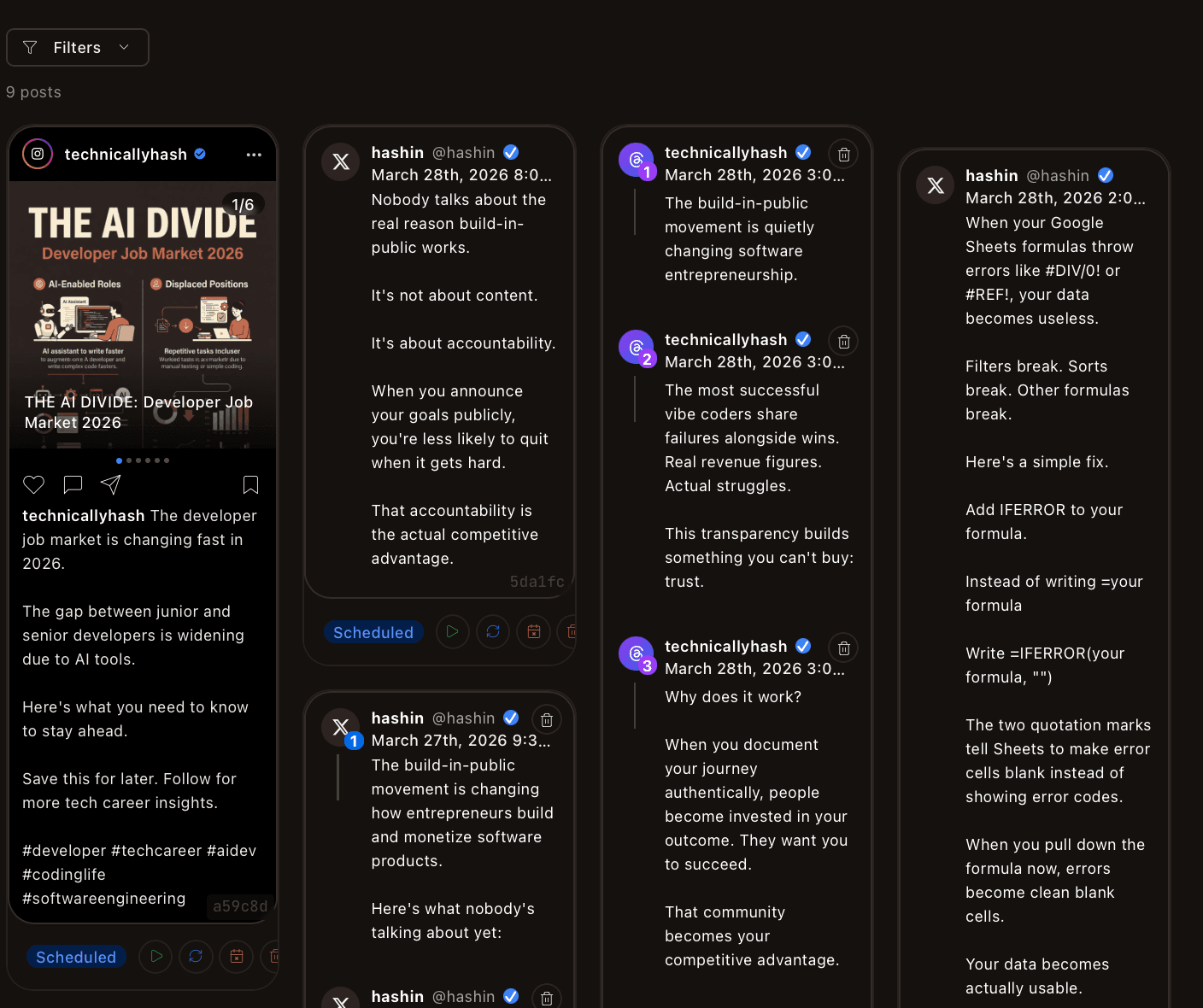 BrandBrain content calendar and schedule